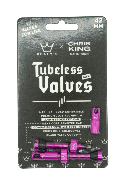 Peaty's Chris King Tubeless Szelep/Szelep Eltávolító/Küllőkulcs 42mm - rózsaszín