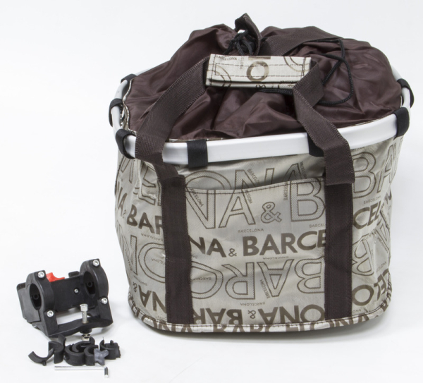 Szövet Levehető Kerékpár Első Kosár Barcelona - barna