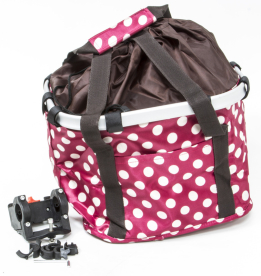 Szövet Levehető Kerékpár Első Kosár Pöttyös - piros