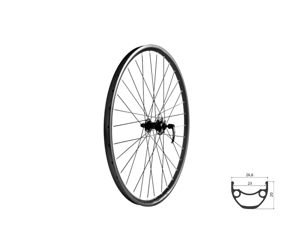 KLS Draft DSC 23 F 28/29" Fűzött Első Kerék Black - fekete