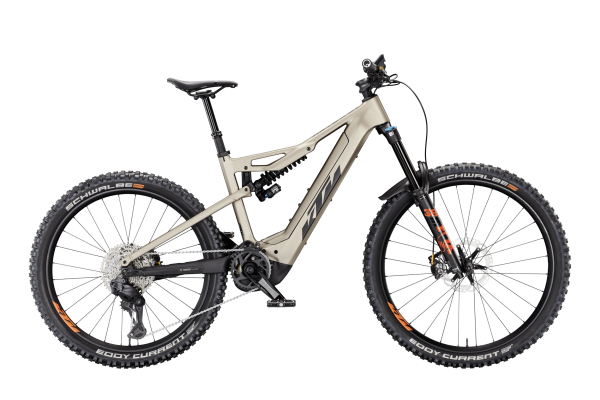 KTM Macina Prowler Prestige 750 Di2 29/27,5" 750Wh Elektromos Fully MTB Kerékpár - Platin Bronze+Black Matt - barna - fekete