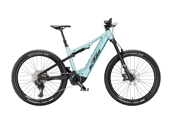 KTM Macina Lycan 771 Glorious Di2 27,5" 750Wh Elektromos Fully MTB Kerékpár - Pale Mint+Black Matt - kék