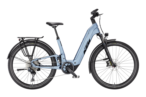 KTM Macina Style FS Prime Di2 Unisex 800Wh Elektromos Fully Trekking Kerékpár - Steel Blue Matt - kék