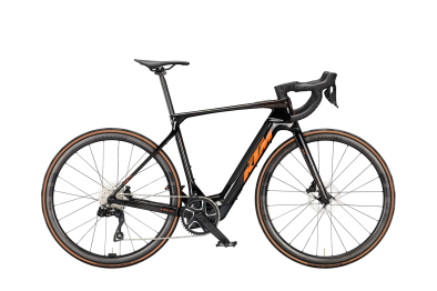 KTM Macina Revelator SX Prime Di2 400Wh Elektromos Országúti Kerékpár - Carbon+Orange Flakes - fekete