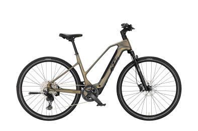 KTM MACINA CROSS SX ELITE OLIVE PEARL MATT 28 2027 Elektromos Light Túra Trapeze Kerékpár - barna