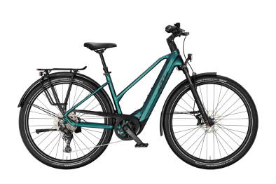KTM MACINA GRAN 830 GREEN PURPLE FLIP MATT 29 2027 Elektromos Onroad Trekking Trapeze Kerékpár - zöld