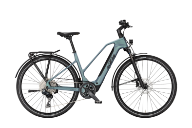KTM MACINA SPORT SX ELITE Di2 BRIGHT TEAL MATT 28 2027 Elektromos Light Túra Trapeze Kerékpár - szürke