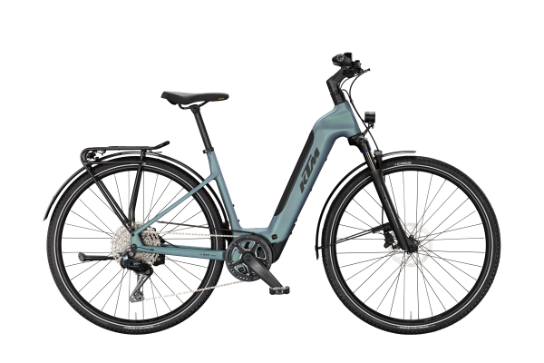 KTM MACINA SPORT SX ELITE Di2 BRIGHT TEAL MATT 28" 2027 Elektromos Light Túra Easy Entry Kerékpár - szürke