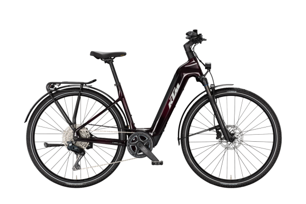 KTM MACINA SPORT SX ELITE Di2 RED CARBON 28" 2027 Elektromos Light Túra Easy Entry Kerékpár - bordó