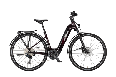 KTM MACINA SPORT SX ELITE Di2 RED CARBON 28 2027 Elektromos Light Túra Easy Entry Kerékpár - bordó