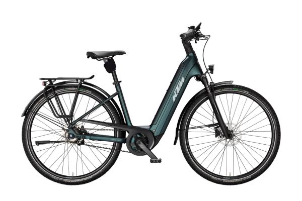 KTM MACINA CITY PX 720 BELT RT DARK SEA MATT 29" 2027 Elektromos Városi Easy Entry Kerékpár - sötétzöld