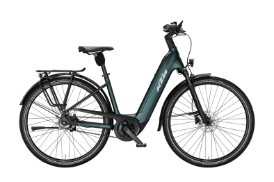 KTM MACINA CITY PX 810 BELT DARK SEA MATT 29 2027 Elektromos Városi Easy Entry Kerékpár - sötétzöld