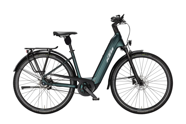 KTM MACINA CITY PX 810 BELT DARK SEA MATT 29" 2027 Elektromos Városi Easy Entry Kerékpár - sötétzöld
