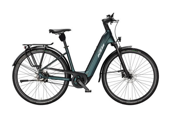 KTM MACINA CITY PX 810 BELT RT DARK SEA MATT 29" 2027 Elektromos Városi Easy Entry Kerékpár - sötétzöld