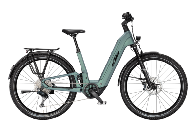 KTM MACINA AERA FS PRIME LFC Di2 BRIGHT TEAL MATT 29 2027 Elektromos Fully Mountain Bike Easy Entry Kerékpár - szürke