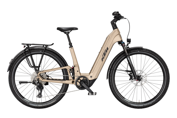 KTM MACINA AERA FS ELITE LFC PLATIN BRONZE MATT 29" 2027 Elektromos Fully Mountain Bike Easy Entry Kerékpár - barna