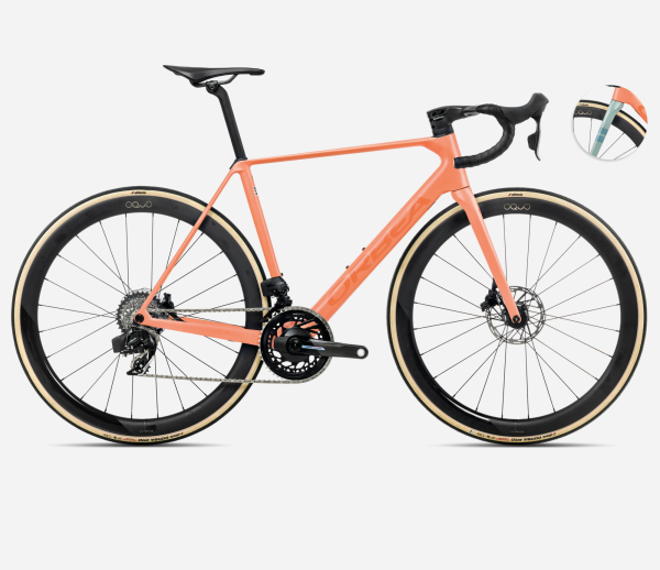 Orbea Orca M21eLTD PWR Országúti Kerékpár 2025 Orange Cloud (Matt) - Stone Blue (Matt-Gloss) - narancssárga