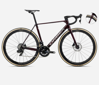 Orbea Orca M21eLTD PWR Országúti Kerékpár 2025 Wine Red Carbon View-Titanium (Gloss) - piros