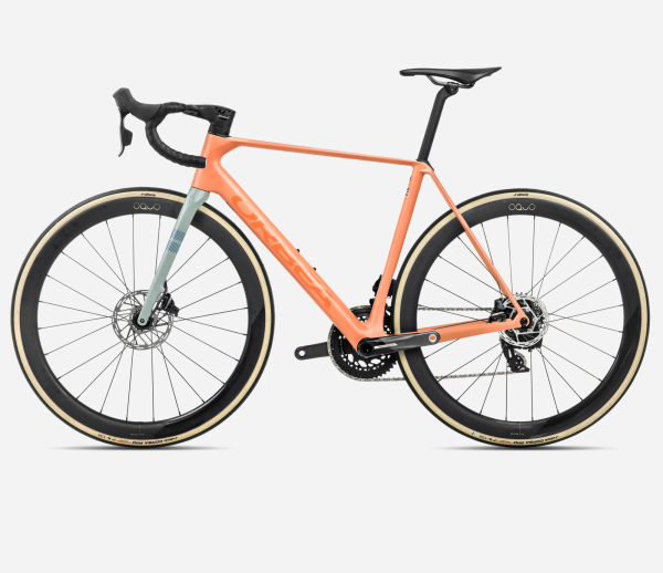 Orbea Orca M21eLTD PWR Országúti Kerékpár 2025 Orange Cloud (Matt) - Stone Blue (Matt-Gloss) - narancssárga