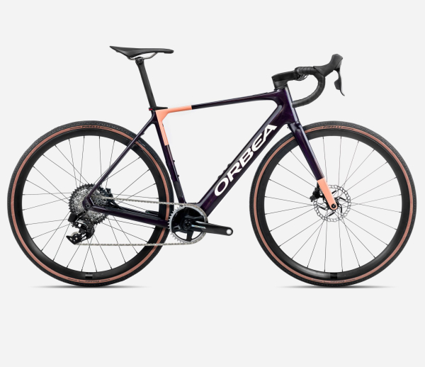 Orbea Gain M21e 1X 353 Wh Elektromos Endurance Országúti Kerékpár 2025 Fantasy Purple Carbon View (Gloss) - Orange Cloud (Matt) - lila