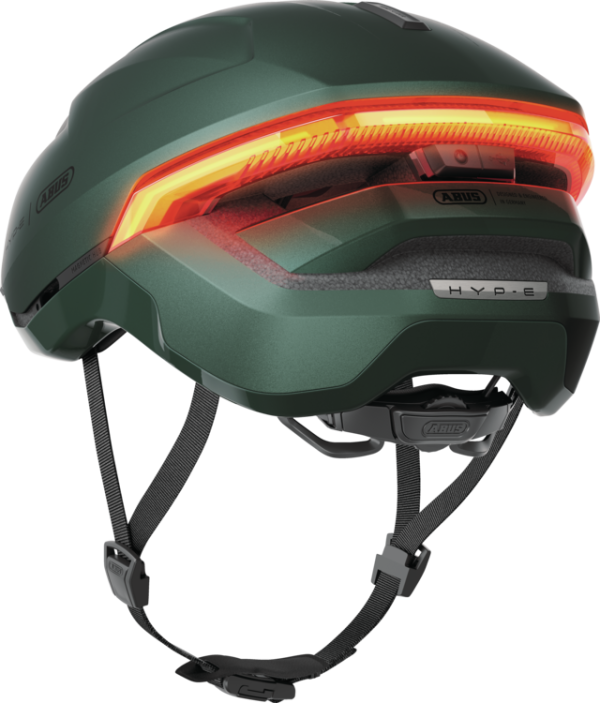Abus Hyp-E Ace Városi Kerékpáros sisak Beépített LED Világítással - Jungle Green