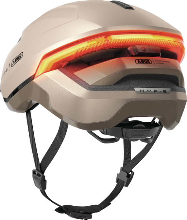 Abus Hyp-E Ace Városi Kerékpáros sisak Beépített LED Világítással - Champagne Gold
