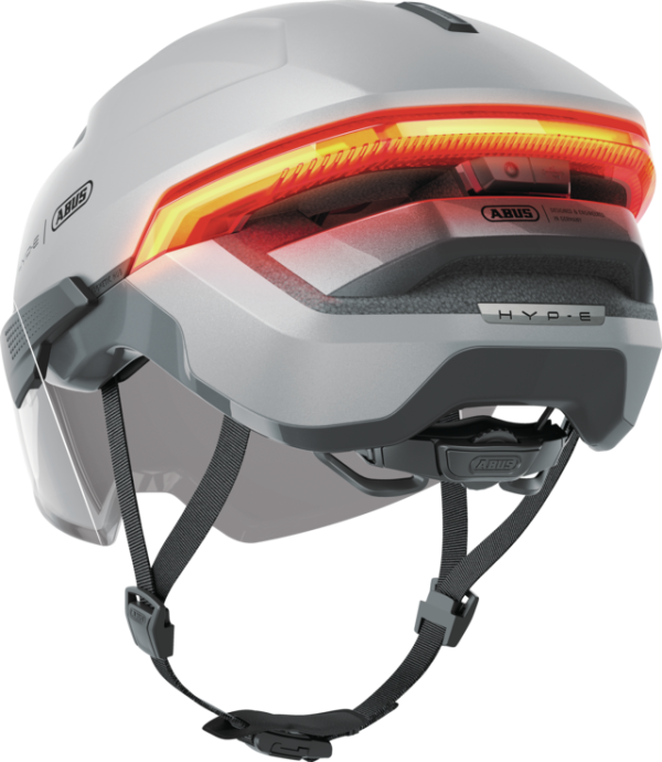 Abus Hyp-E Ace Városi Kerékpáros Sisak Szemüveggel és Beépített LED Világítással - Gleam Silver