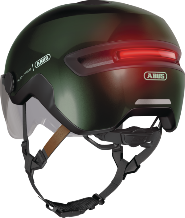 Abus Hud-Y Ace In-Mold Városi Kerékpáros sisak Beépített Átlátszó Kerékpár Szemüveggel és LED Világítással - Pure Mint