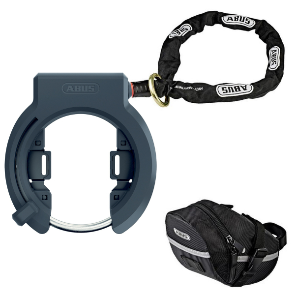 Abus Granit Xplus 6950M Patkó Zár Kerékpárra (Nr, kulcsot nem tartja meg) + 6Ks/130 Lánc + St 5950 Kerékpáros Nyeregtáska