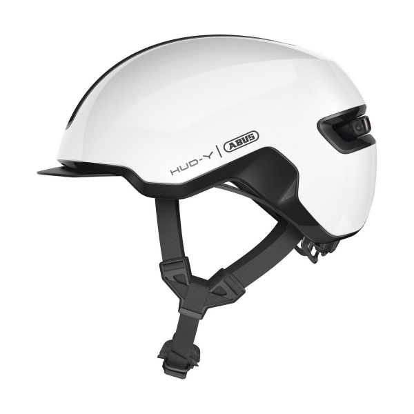 Abus Hud-Y In-Mold Városi Kerékpáros sisak Beépített LED Világítással - Shiny White