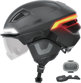 Abus Hyp-E Bl.Ace Városi Kerékpáros Sisak Szemüveggel és Beépített LED Világítással és Féklámpával - Volcano Titan