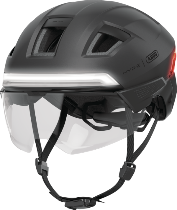 Abus Hyp-E Bl.Ace Városi Kerékpáros Sisak Szemüveggel és Beépített LED Világítással és Féklámpával - Volcano Titan