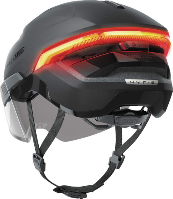 Abus Hyp-E Bl.Ace Városi Kerékpáros Sisak Szemüveggel és Beépített LED Világítással és Féklámpával - Volcano Titan