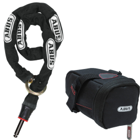 Abus IvyTex ACH 2.0 Kiegészítő Lánc 8KS/85 Kerékpár Patkó Lakathoz és Alarmbox 2.0-hoz + ST5950 Lánctartó Táska - fekete