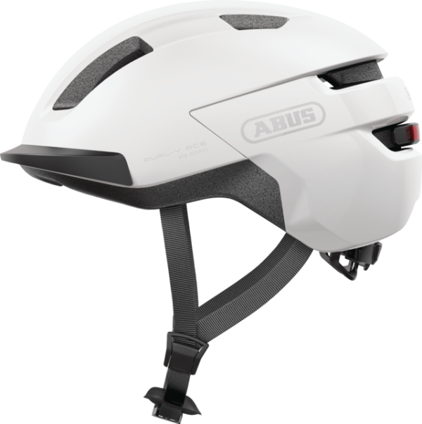 Abus Purl-Y Ace Városi Kerékpáros sisak Beépített LED Világítással - Polar White