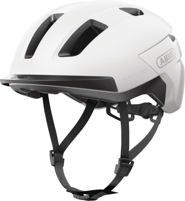 Abus Purl-Y Ace Városi Kerékpáros sisak Beépített LED Világítással - Polar White