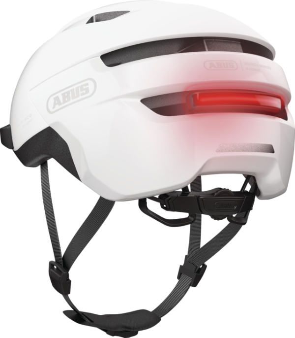 Abus Purl-Y Ace Városi Kerékpáros sisak Beépített LED Világítással - Polar White