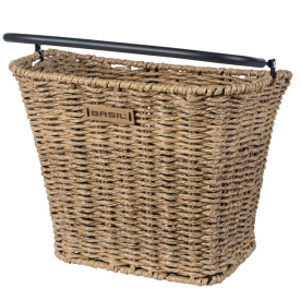 Basil Bremen Rattan Look BE/ KlickFix Levehető Kerékpár Első Kosár Tartó Nélkül - barna