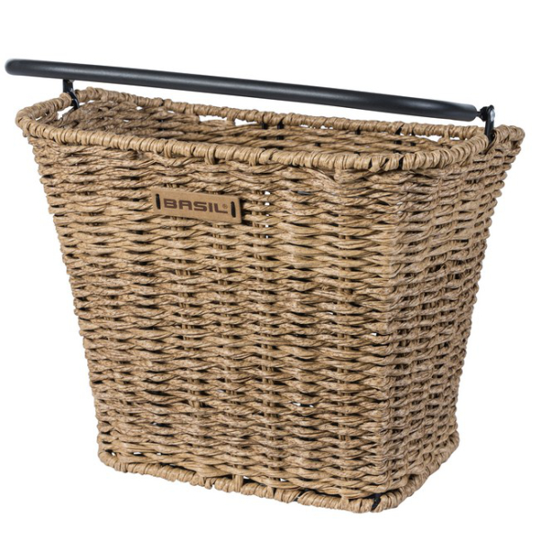 Basil Bremen Rattan Look BE/ KlickFix Levehető Kerékpár Első Kosár Tartó Nélkül - barna