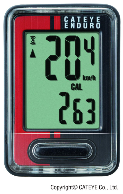 Cateye Enduro Kerékpár Computer Megerősített Vezetékkel - fekete - piros