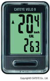 Cateye Velo 9 Kerékpár Computer - fekete