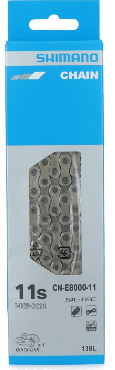 Shimano CN-E8000-11 Pedelec Lánc 138 Szemes Patentszemes - ezüst
