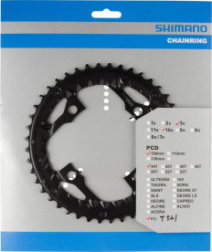 Shimano FC-T521 Lánctányér Láncvédő Furattal 44 Fog - fekete