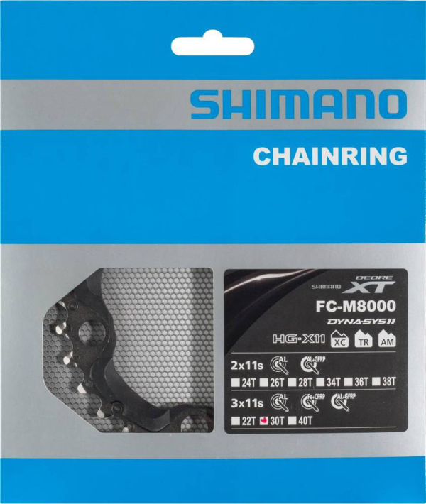Shimano XT FC-M8000 Lánctányér Tripla Rendszerhez 30 Fog - fekete