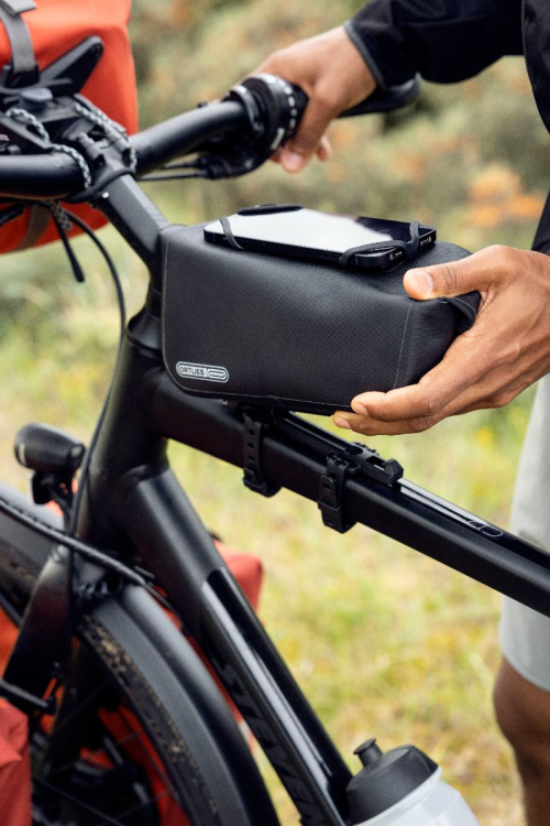 Ortlieb Top Tube Bag Vízálló Kerékpár Felsőcső Táska Gyorsrögzítővel - fekete