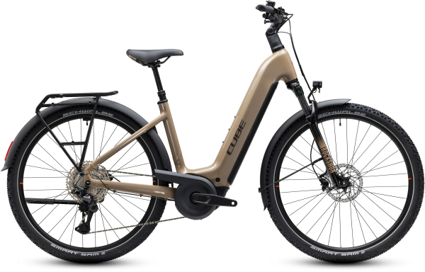 Cube Nuride Hybrid Pro 800 cappuccino´n´black 28" 2027 Elektromos Offroad Cross Trekking Easy Entry Kerékpár - barna
