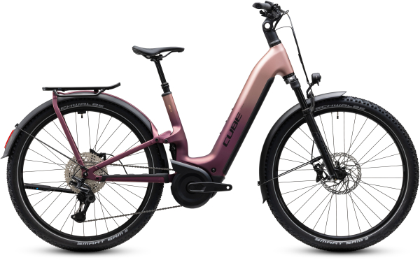 Cube Nuride Hybrid ONE11 HPC SLX 800 mauve´n´black 28" 2027 Elektromos Offroad Cross Trekking Easy Entry Kerékpár - lila