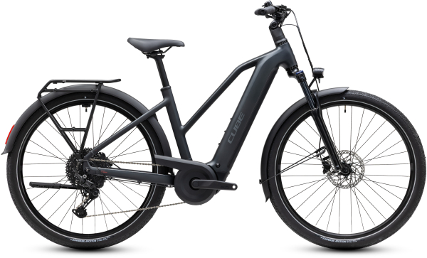 Cube Touring Hybrid ONE 600  grey´n´coolgrey 28" 2027 Elektromos Onroad Trekking Trapeze Kerékpár - sötétszürke
