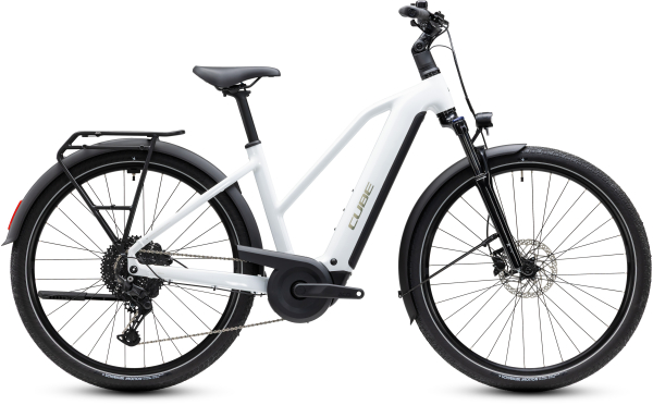 Cube Touring Hybrid ONE 600 metallicwhite´n´chrome 28" 2027 Elektromos Onroad Trekking Trapeze Trapeze Kerékpár - fehér