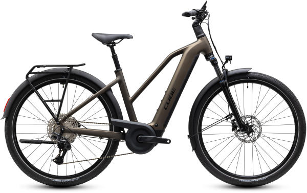 Cube Touring Hybrid Pro 800 metallicumbra´n´black 28" 2027 Elektromos Onroad Trekking Trapeze Kerékpár - barna